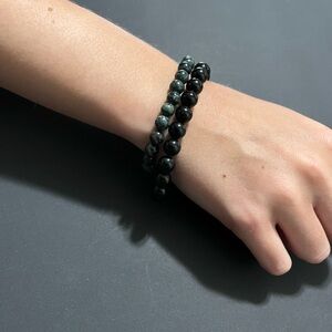 Healing Dark Crystal Set Of 2 Bead Bracelets One Size Unisex EUC